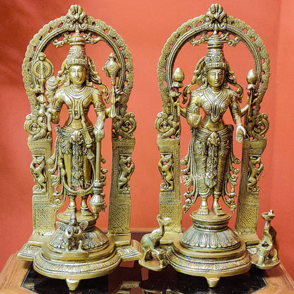 Brass Vishnu Lakshmi 16" - Budhshiv.com