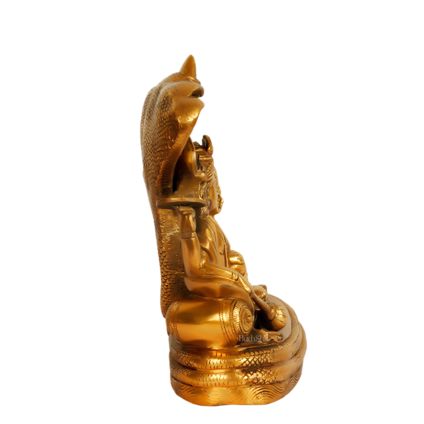 Brass Vishnu lakshmi/ Lakshmi Narayan resting Sheshanaag Statue 10" - Budhshiv.com