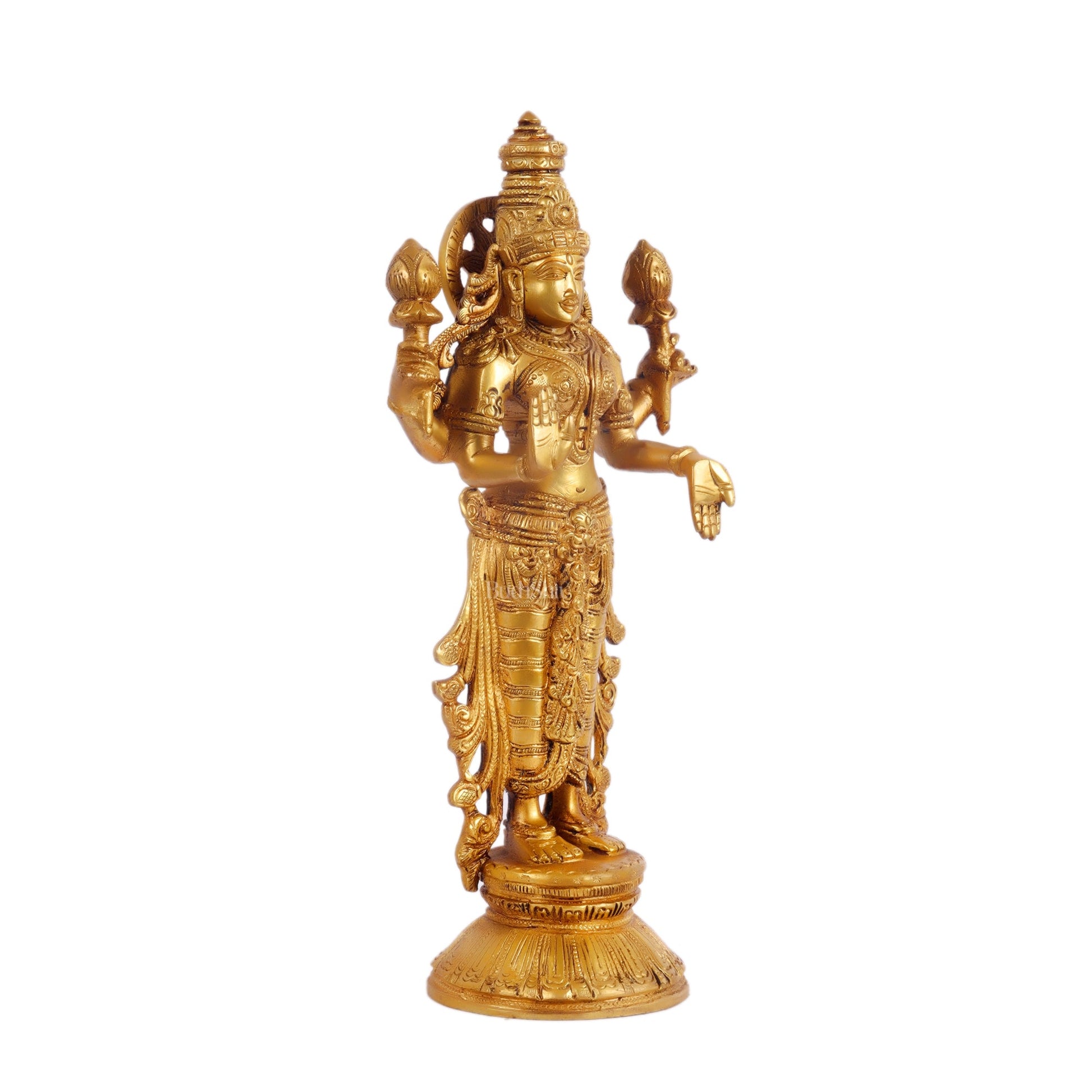 Brass Vishnu Lakshmi statue 12 inch - Budhshiv.com