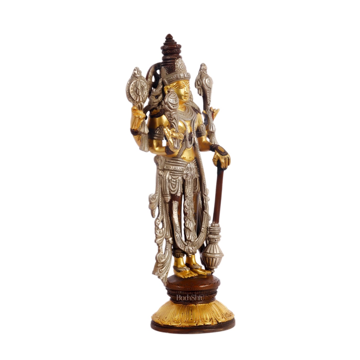 Brass Vishnu Lakshmi statue 12 inch - Budhshiv.com