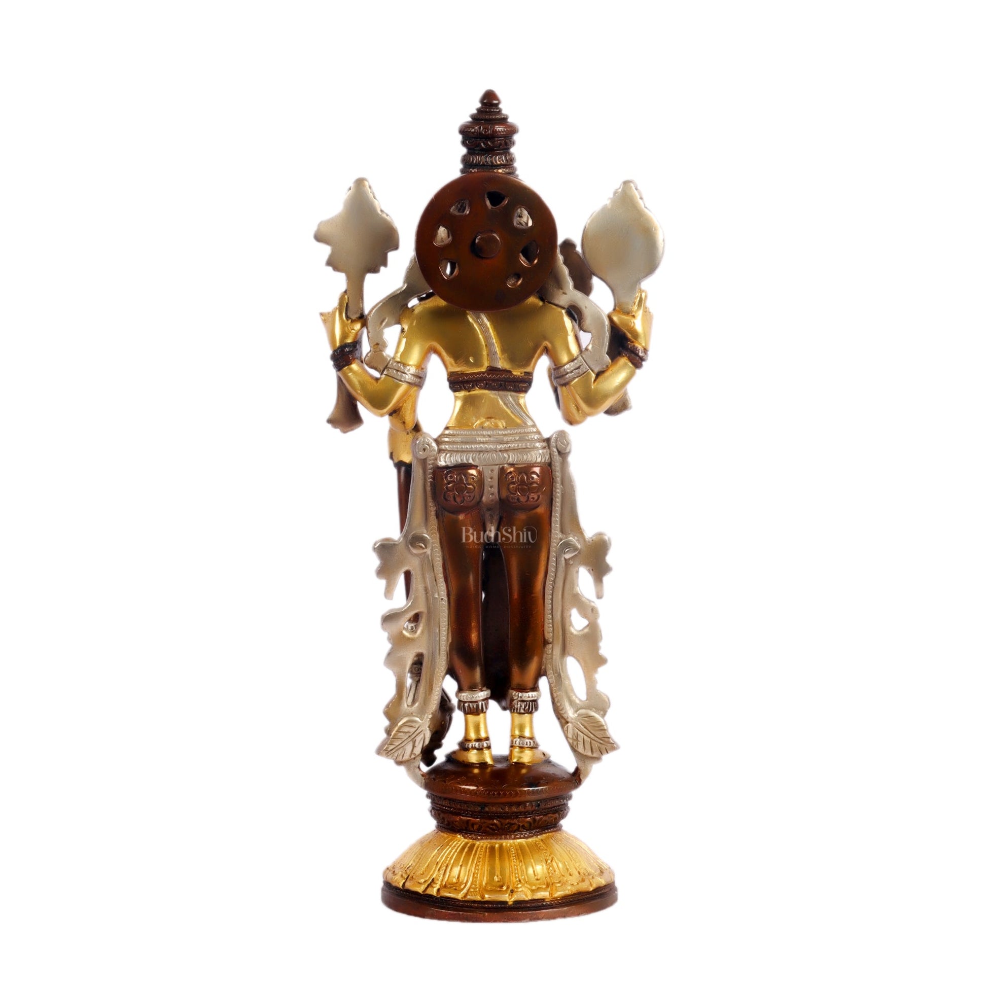 Brass Vishnu Lakshmi statue 12 inch - Budhshiv.com