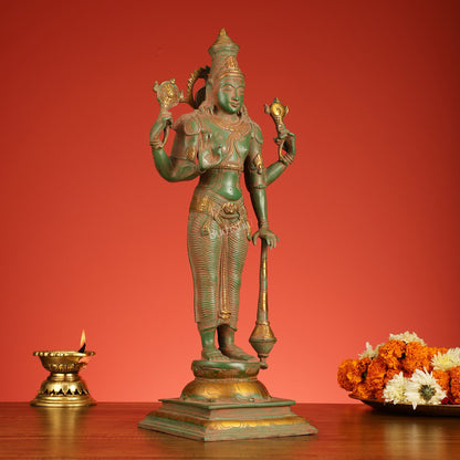 Brass Vishnu Statue 20 inch antique - Budhshiv.com