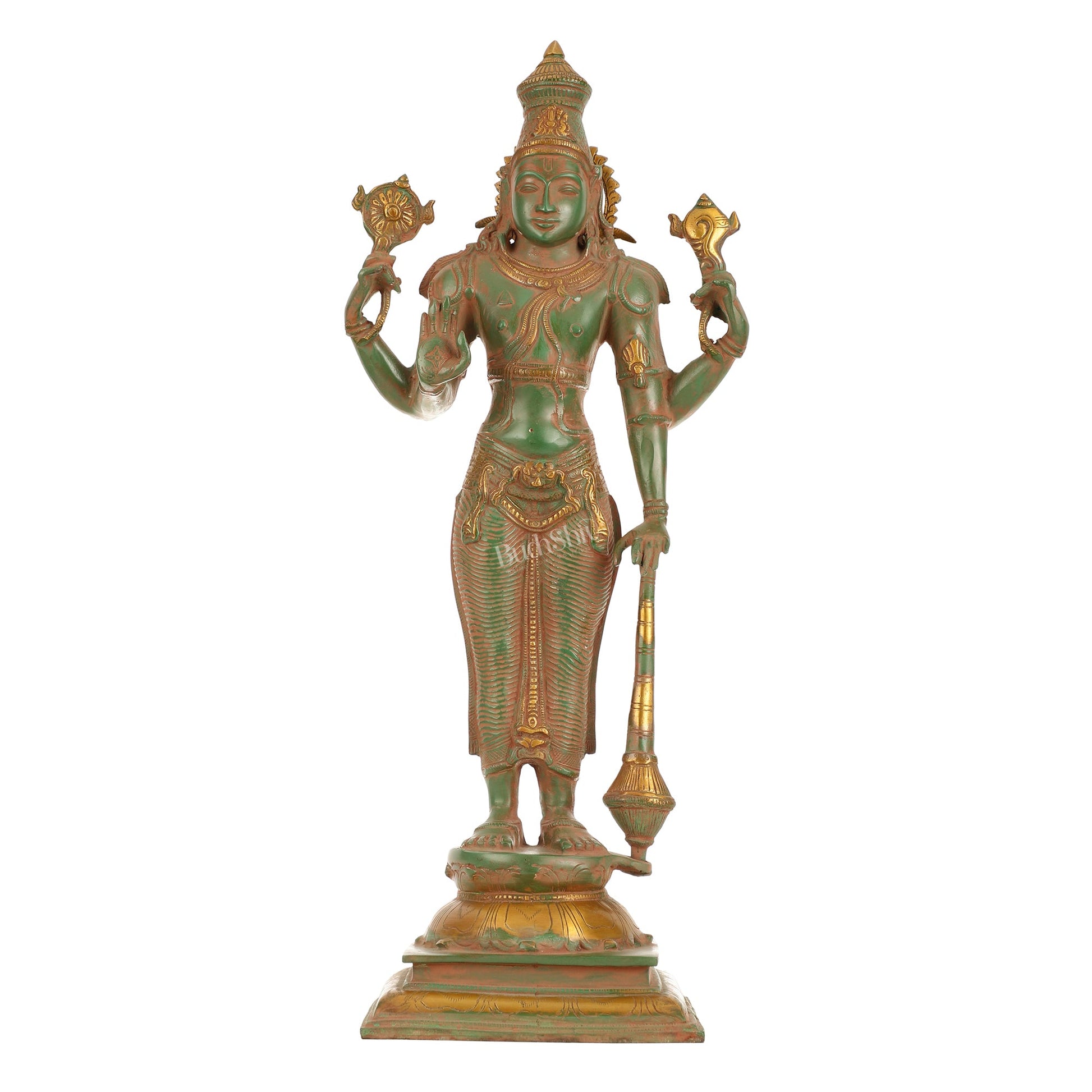 Brass Vishnu Statue 20 inch antique - Budhshiv.com