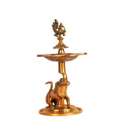 Brass Yali Peacock Lamp 12 " - Budhshiv.com