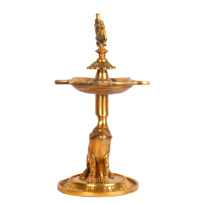 Brass Yali Peacock Lamp 12 " - Budhshiv.com