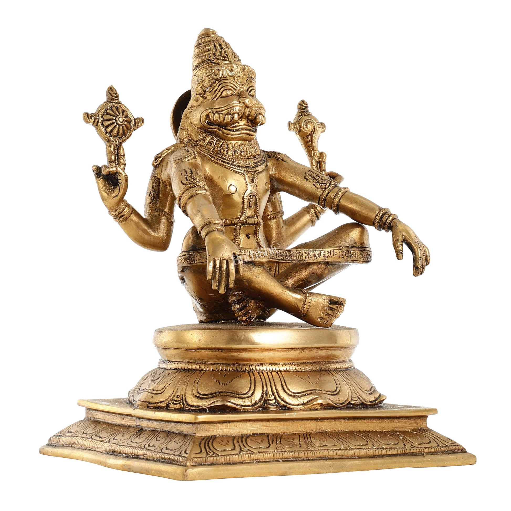 Brass Yog Narsimha Statue 11" - Budhshiv.com