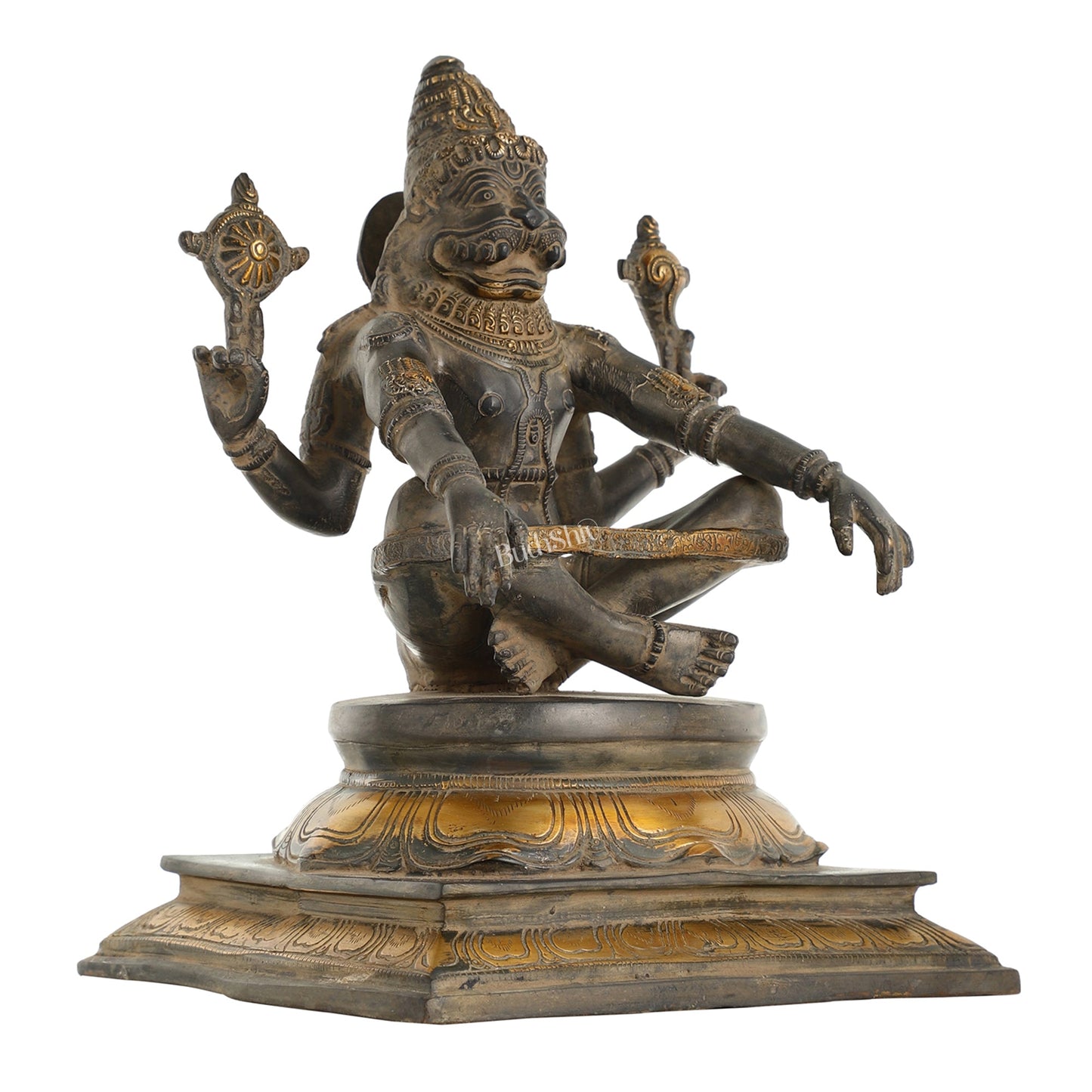 Brass Yog Narsimha Statue 11" - Budhshiv.com