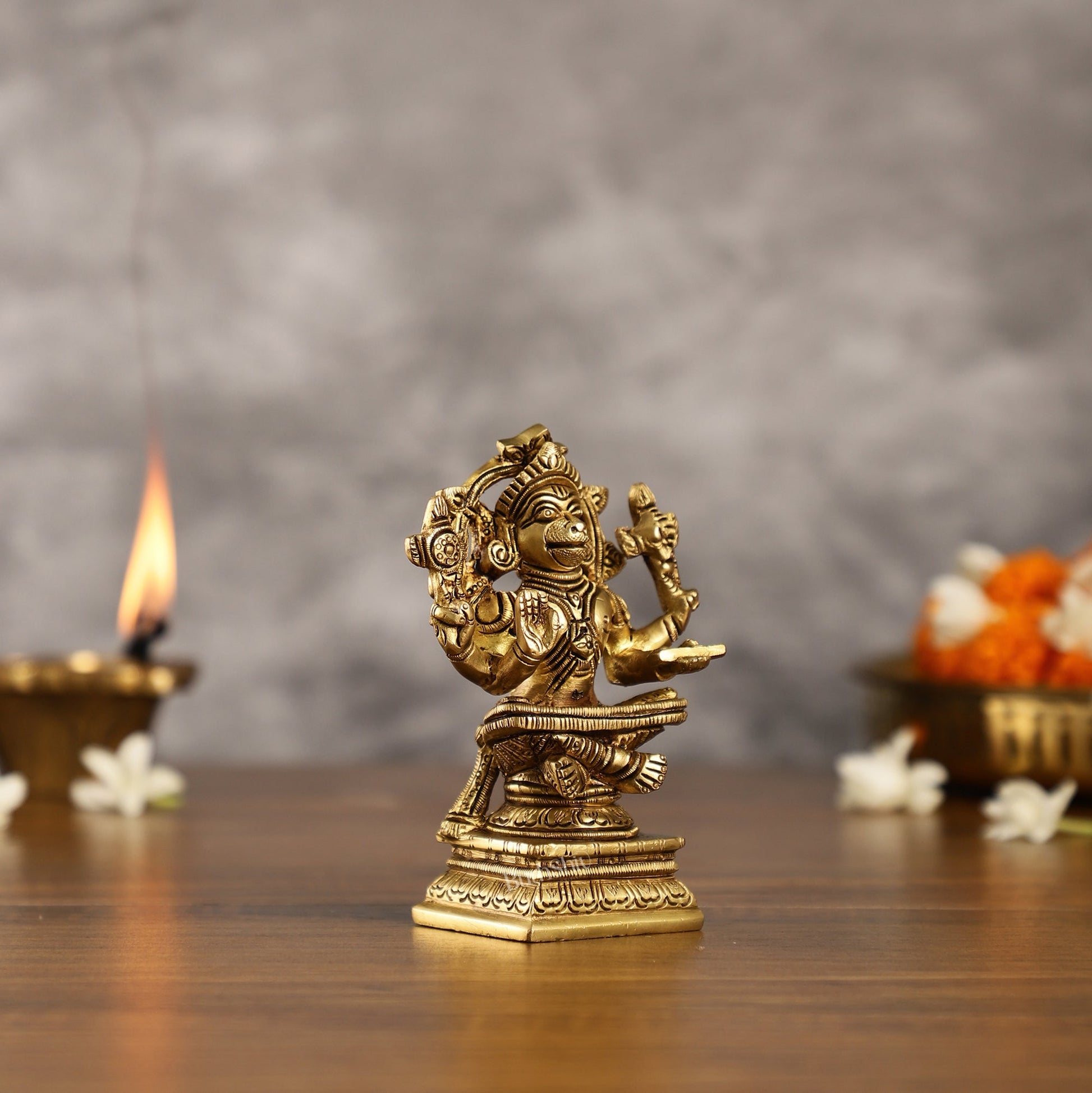 Brass Yogacharya Hanuman 4" - Budhshiv.com