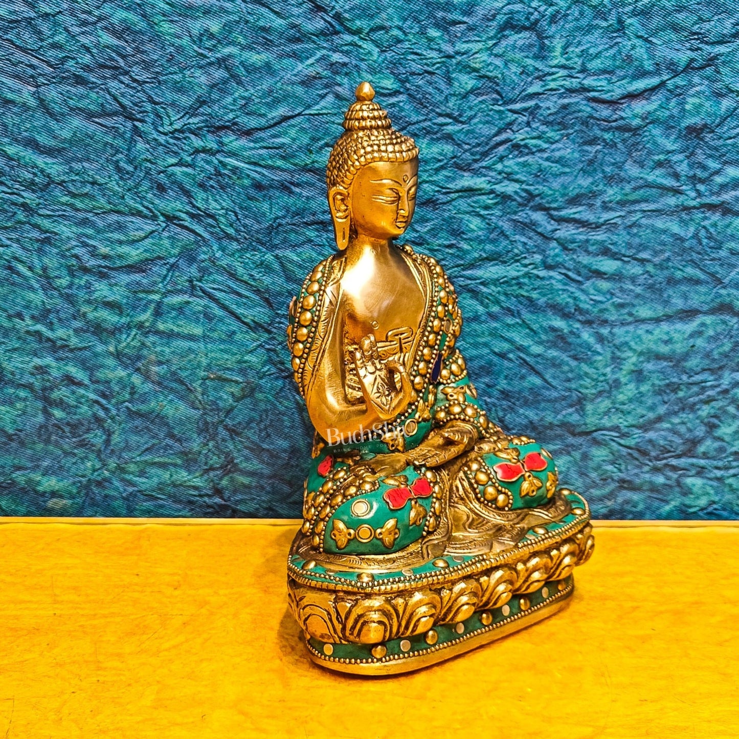 Buddha Brass idol Abhaya mudra 7.5" - Budhshiv.com