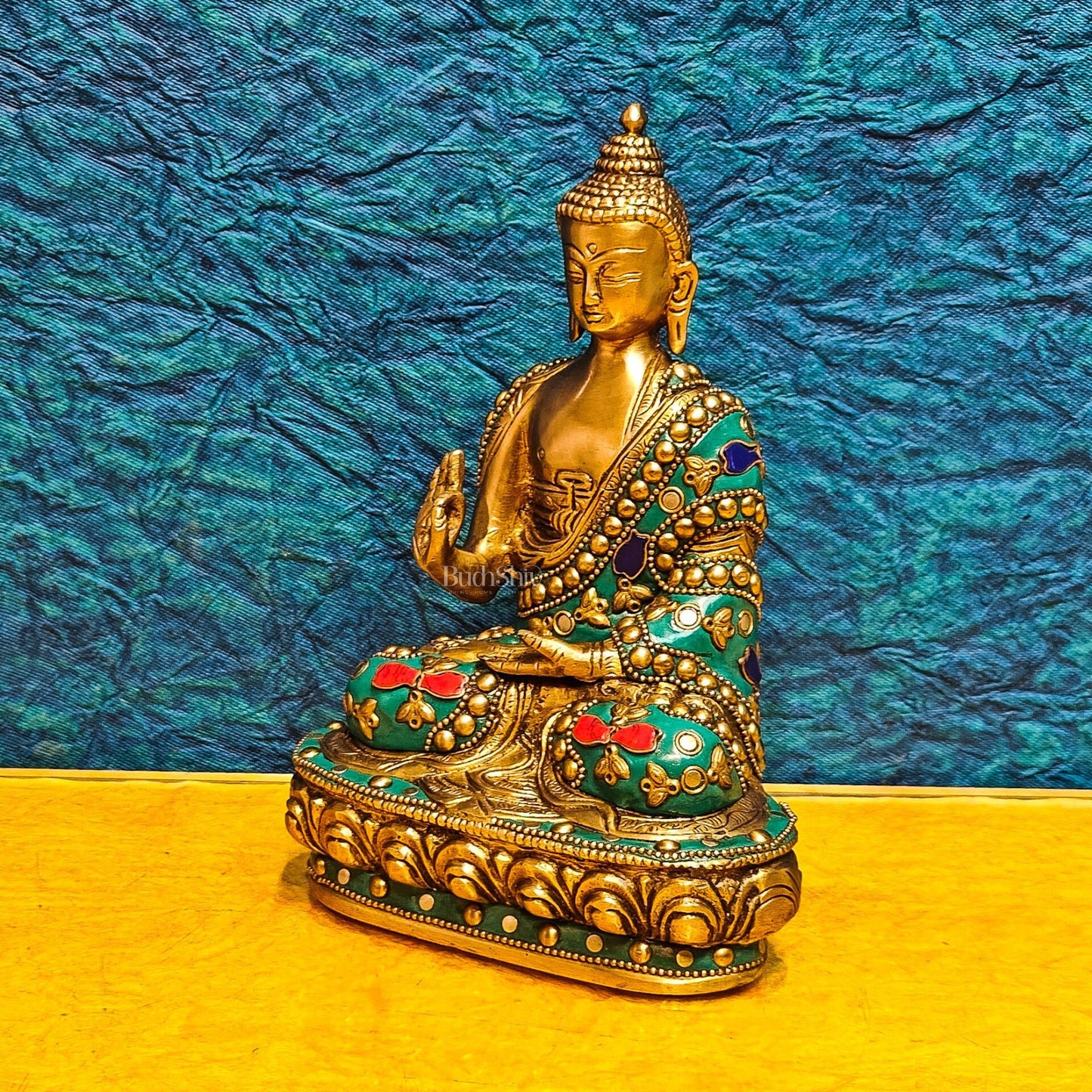 Buddha Brass idol Abhaya mudra 7.5" - Budhshiv.com