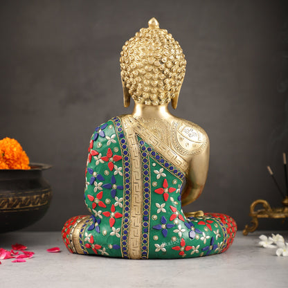 Buddha Brass Idol buddha meditation 12 inch - Budhshiv.com