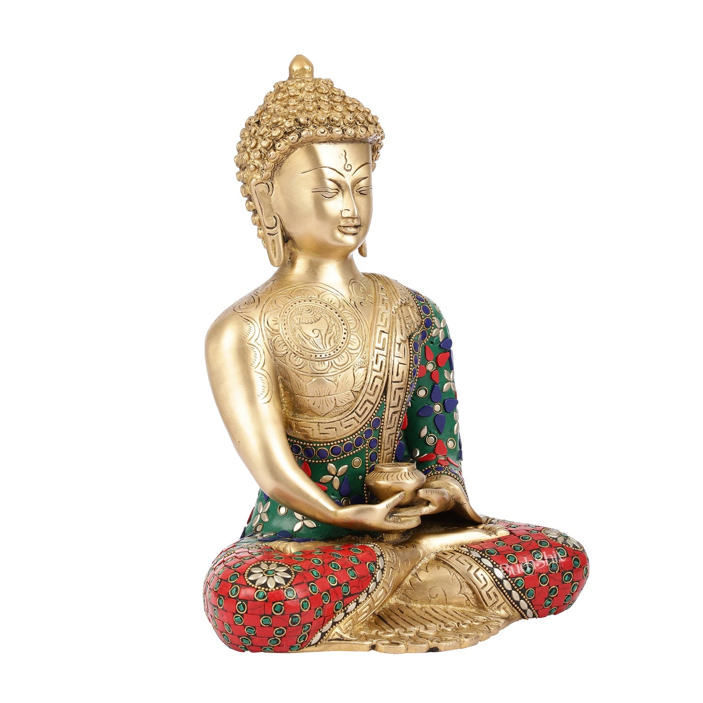 Buddha Brass Idol buddha meditation 12 inch - Budhshiv.com