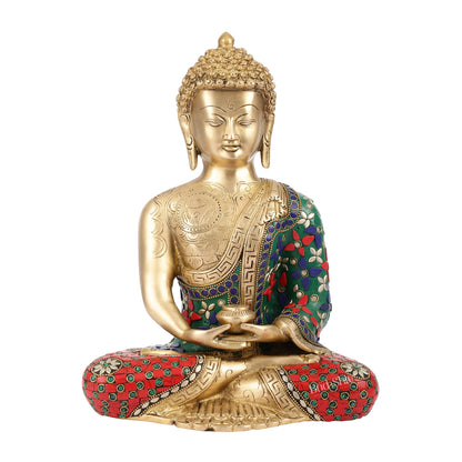 Buddha Brass Idol buddha meditation 12 inch - Budhshiv.com