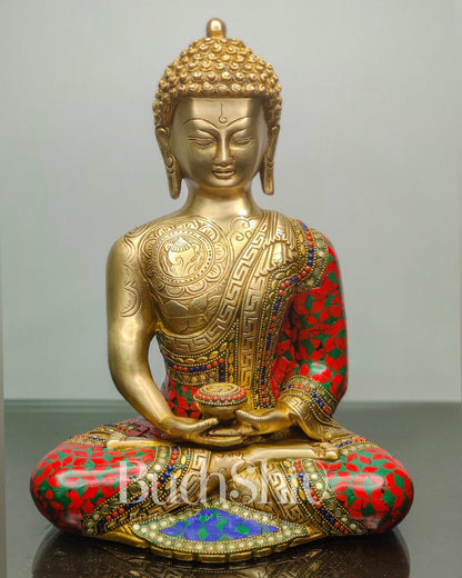 Buddha Brass Idol buddha meditation 12 inches - Budhshiv.com