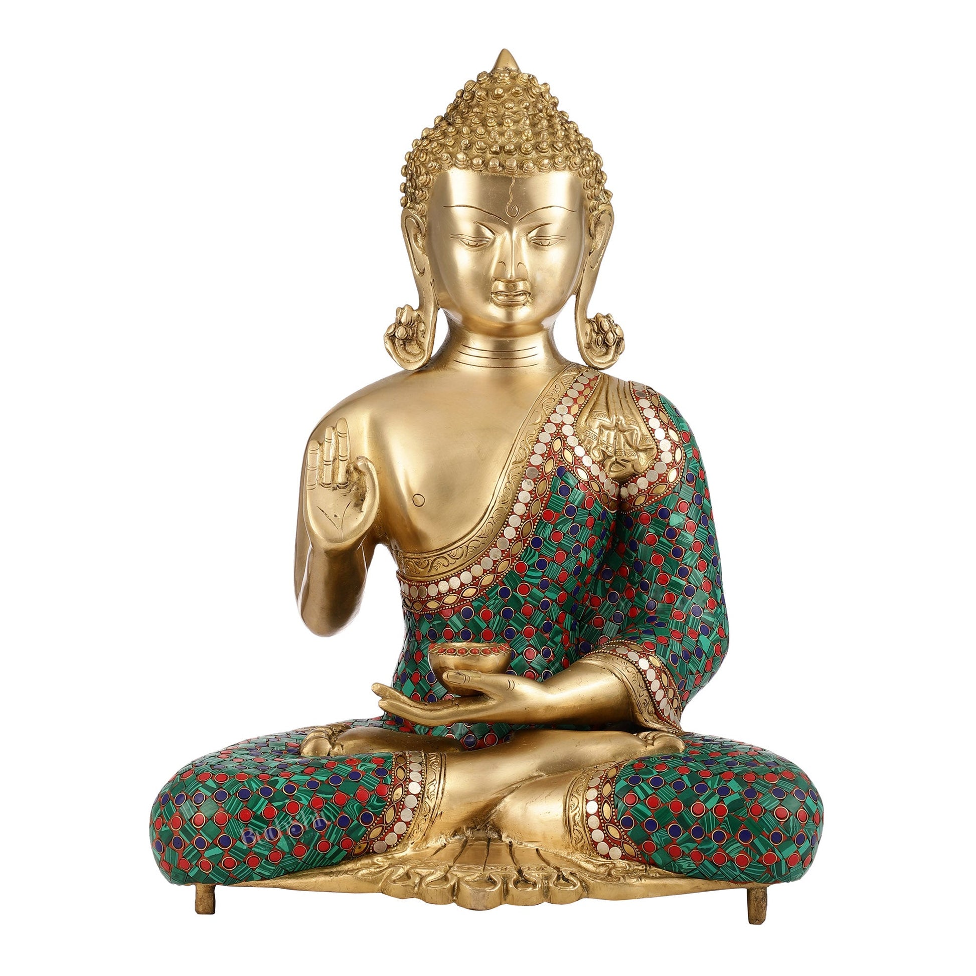 Buddha Brass Idol | Gautama Buddha in Abhayamudra Pose | Handcrafted 20 inch - Budhshiv.com