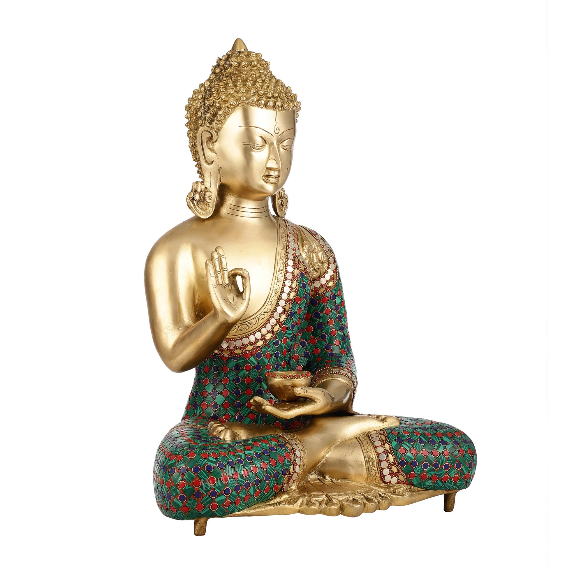 Buddha Brass Idol | Gautama Buddha in Abhayamudra Pose | Handcrafted 20 inch - Budhshiv.com