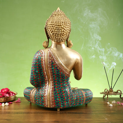 Buddha Brass Idol | Gautama Buddha in Abhayamudra Pose | Handcrafted 20 inch - Budhshiv.com