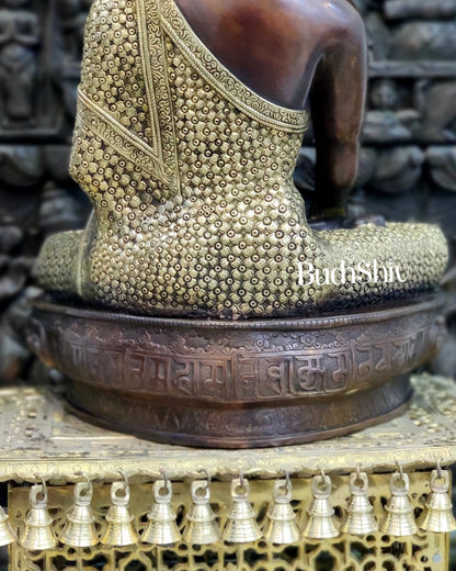 Buddha brass statue in Bhoomisparsha Mudra with a Medicine bowl 22" - Budhshiv.com