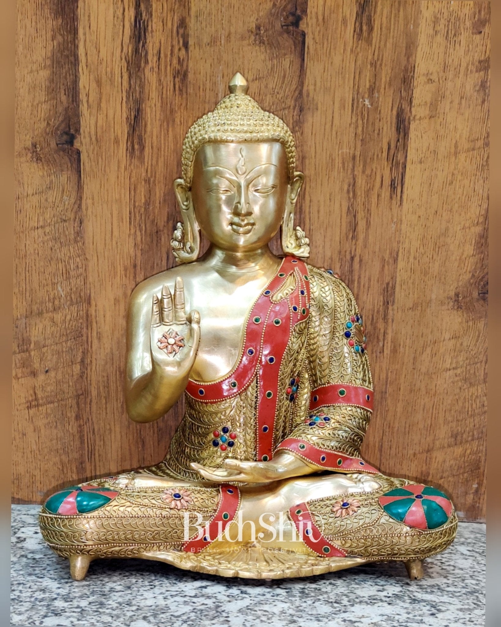 Buddha Statue with unqiue Brass Wire work 18 inches - Budhshiv.com