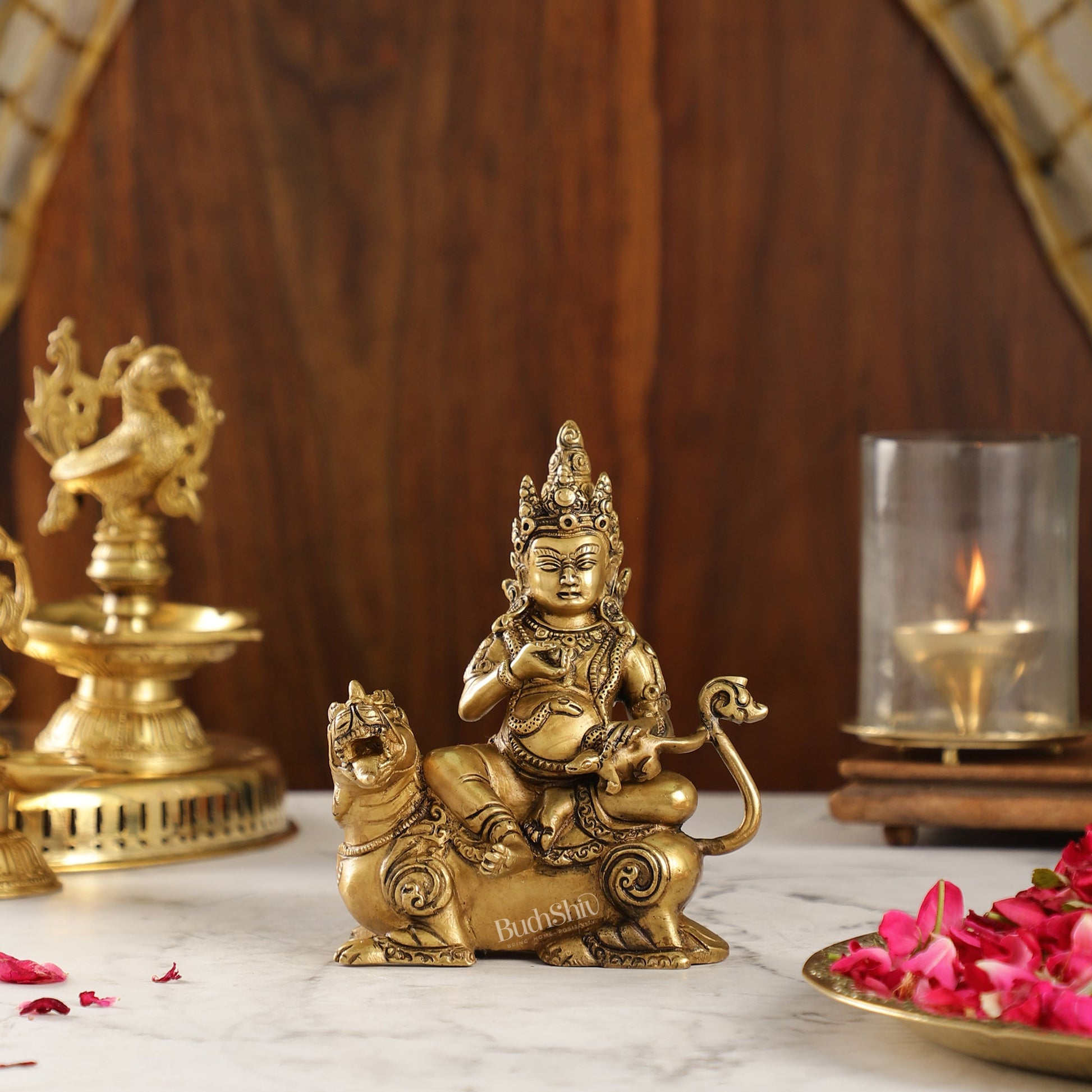 Buy Brass Kubera Idol - 6" Height | Deity of Wealth | Handcrafted - Budhshiv.com