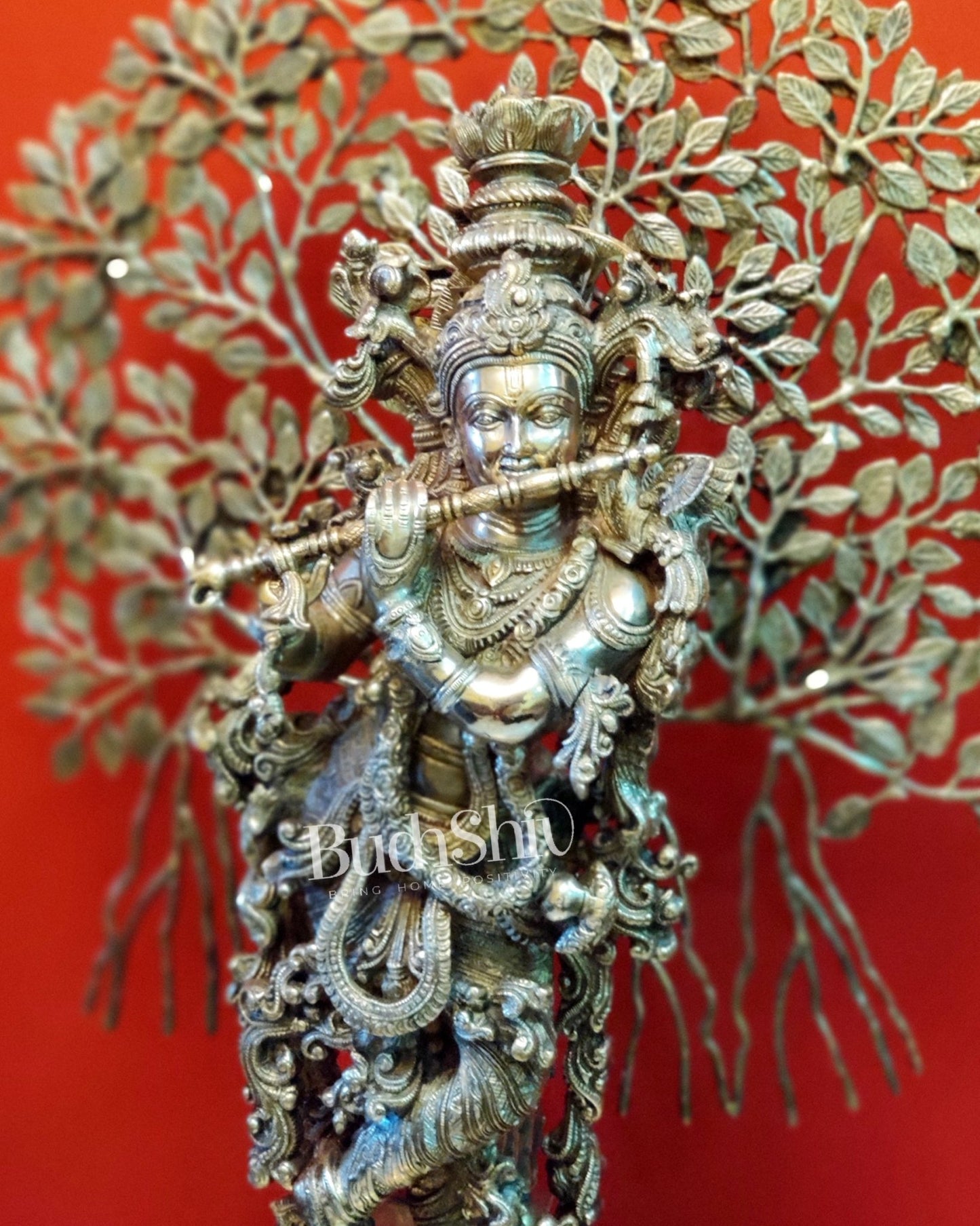 Buy Krishna with Kalpavriksha tree statue - Handcrafted with Perfection - 36 inch - Budhshiv.com