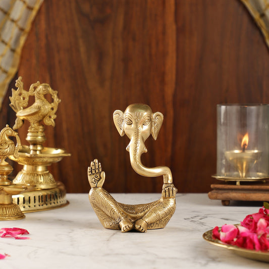 Contemporary Brass Modern Ganesha Idol | 6" Height | Artistic Expression - Budhshiv.com