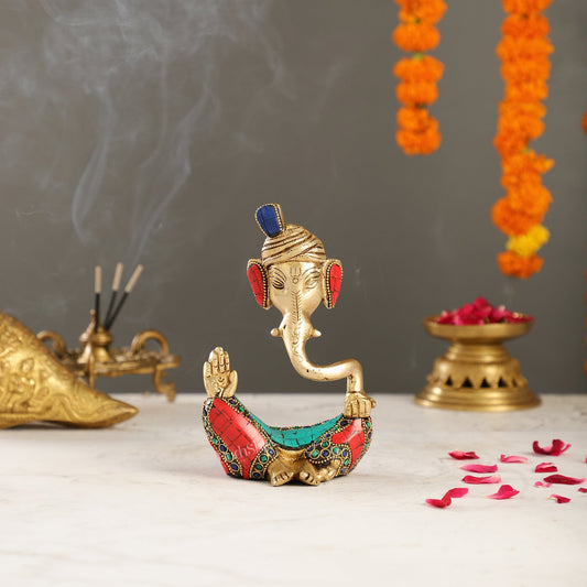 Contemporary Brass Pagadi Ganesha Idol | 7" Height - Budhshiv.com