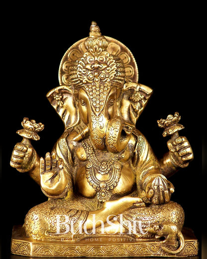 Dagdusheth Ganpati Brass Statue - Budhshiv.com