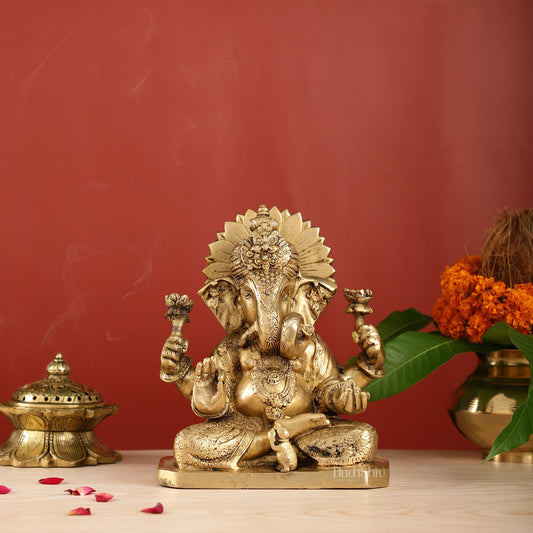 Dagdusheth Ganpati Brass Statue - Budhshiv.com