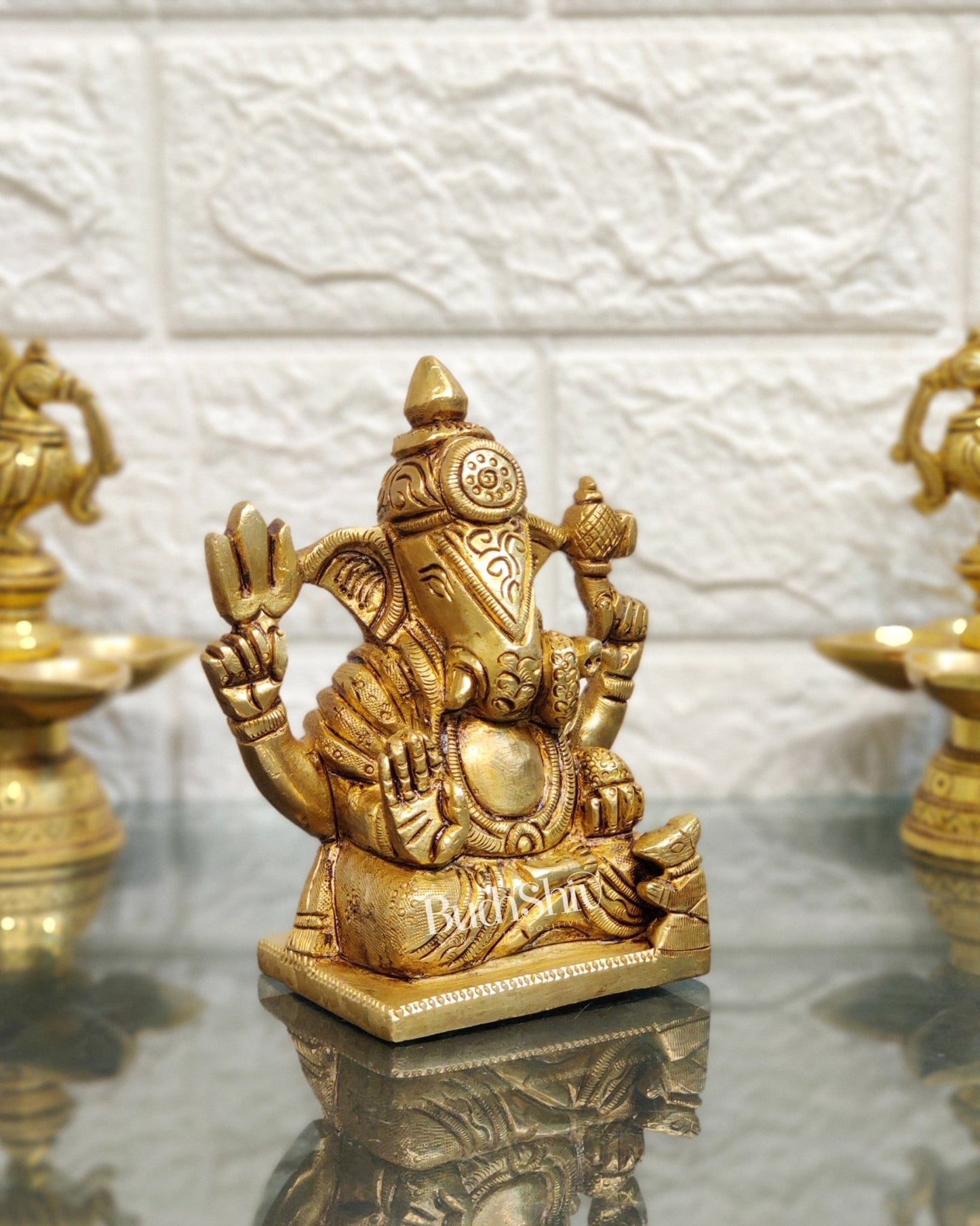 Dagdusheth Ganpati Brass Statue - Budhshiv.com