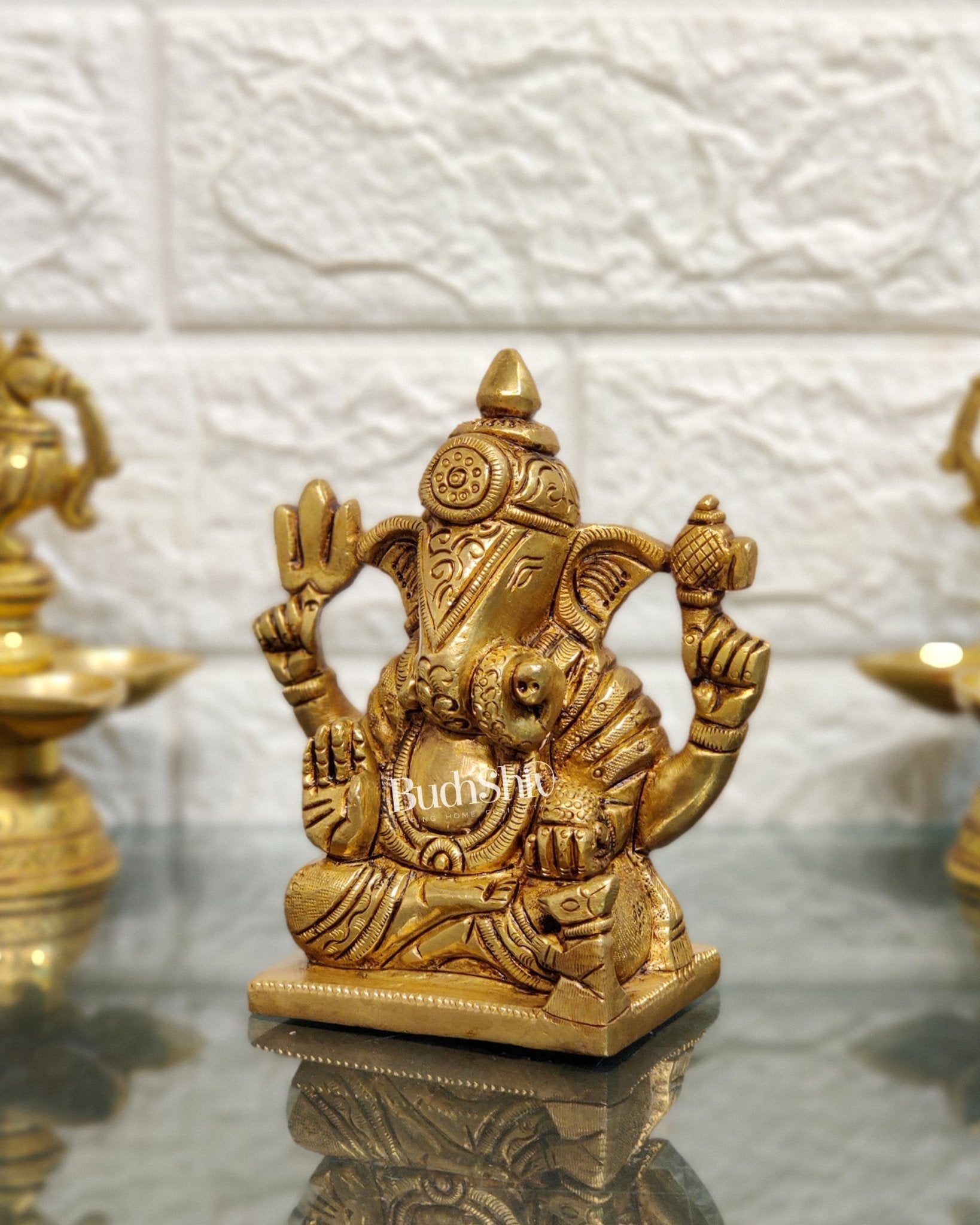 Dagdusheth Ganpati Brass Statue - Budhshiv.com