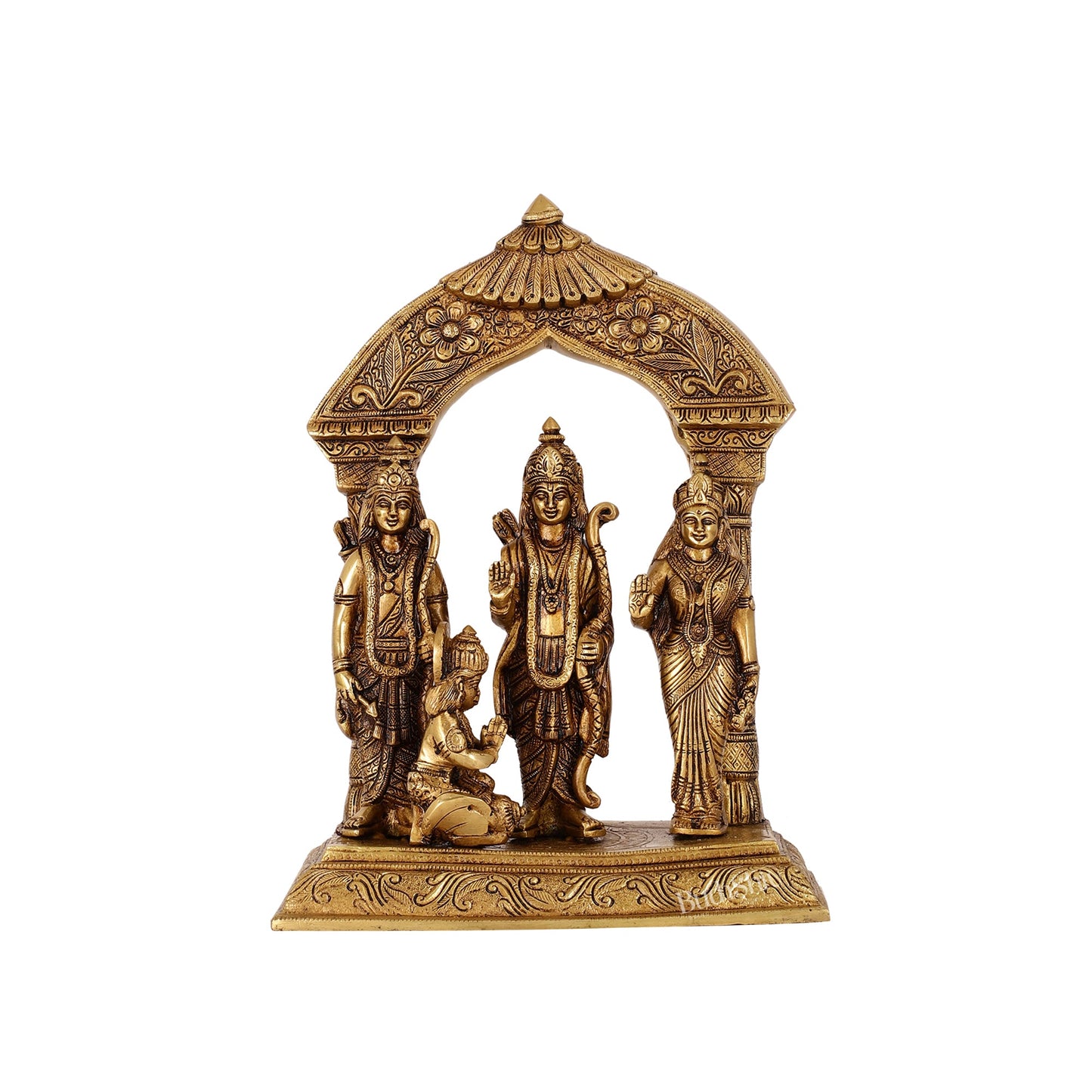 Divine 12-Inch Brass Ram Darbar Statue with Temple Arch - Embrace Grace - Budhshiv.com