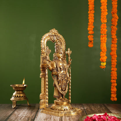 Divine 17-Inch Superfine Brass Tirupati Balaji Statue | Lord Venkateshwara - Budhshiv.com