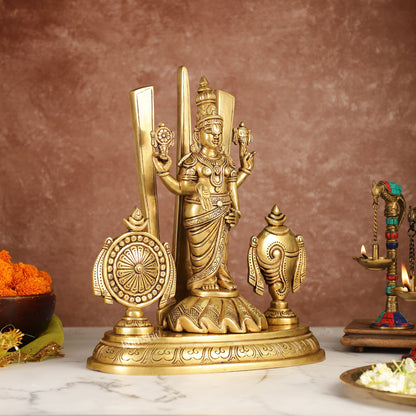 Divine Brass Idol of Lord Tirupati Balaji with Shankh Chakra | 14.5 Inch - Budhshiv.com