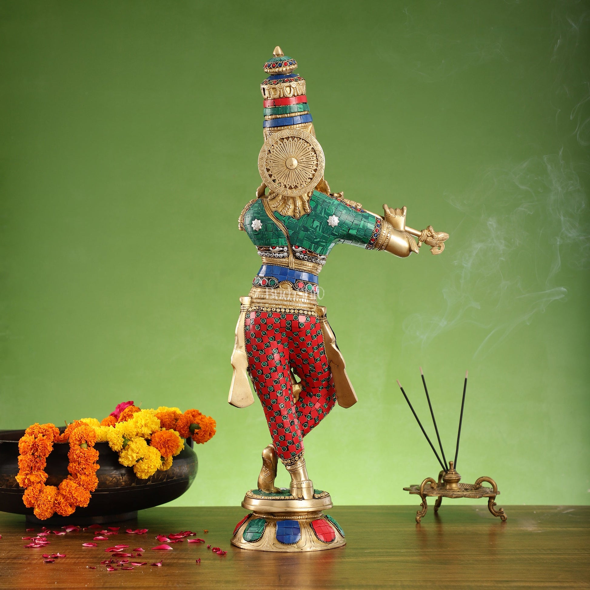 Divine brass Krishna Idol | Height 23 Inch - Budhshiv.com