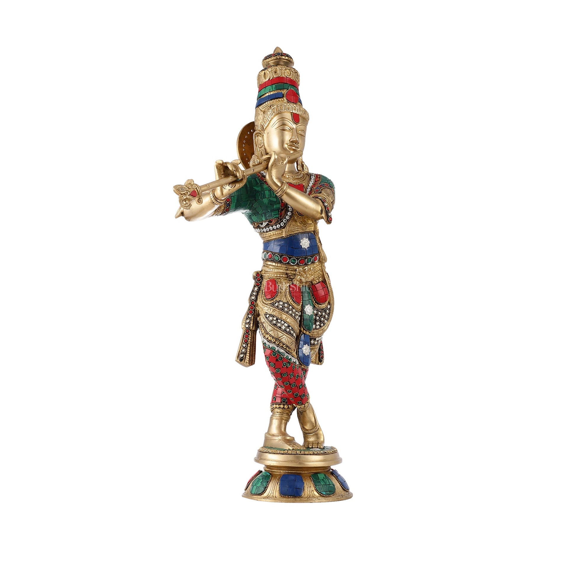 Divine brass Krishna Idol | Height 23 Inch - Budhshiv.com