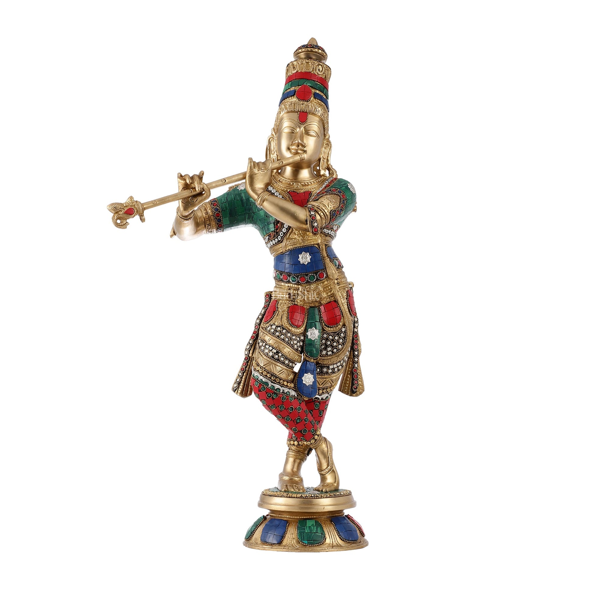 Divine brass Krishna Idol | Height 23 Inch - Budhshiv.com