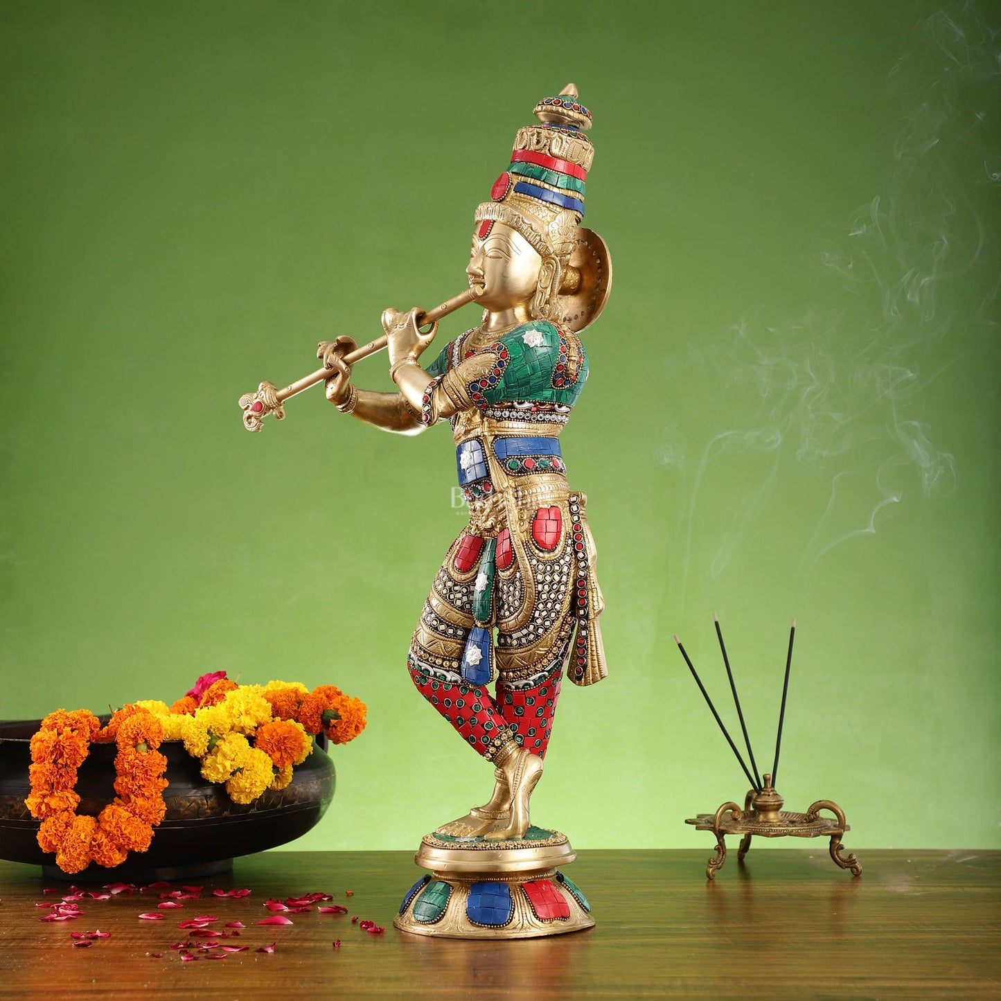 Divine brass Krishna Idol | Height 23 Inch - Budhshiv.com