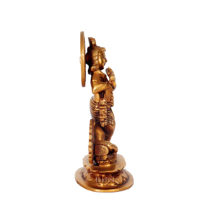 Divine Brass Krishna Idol with Peacock | Height 6.5 Inch - Budhshiv.com