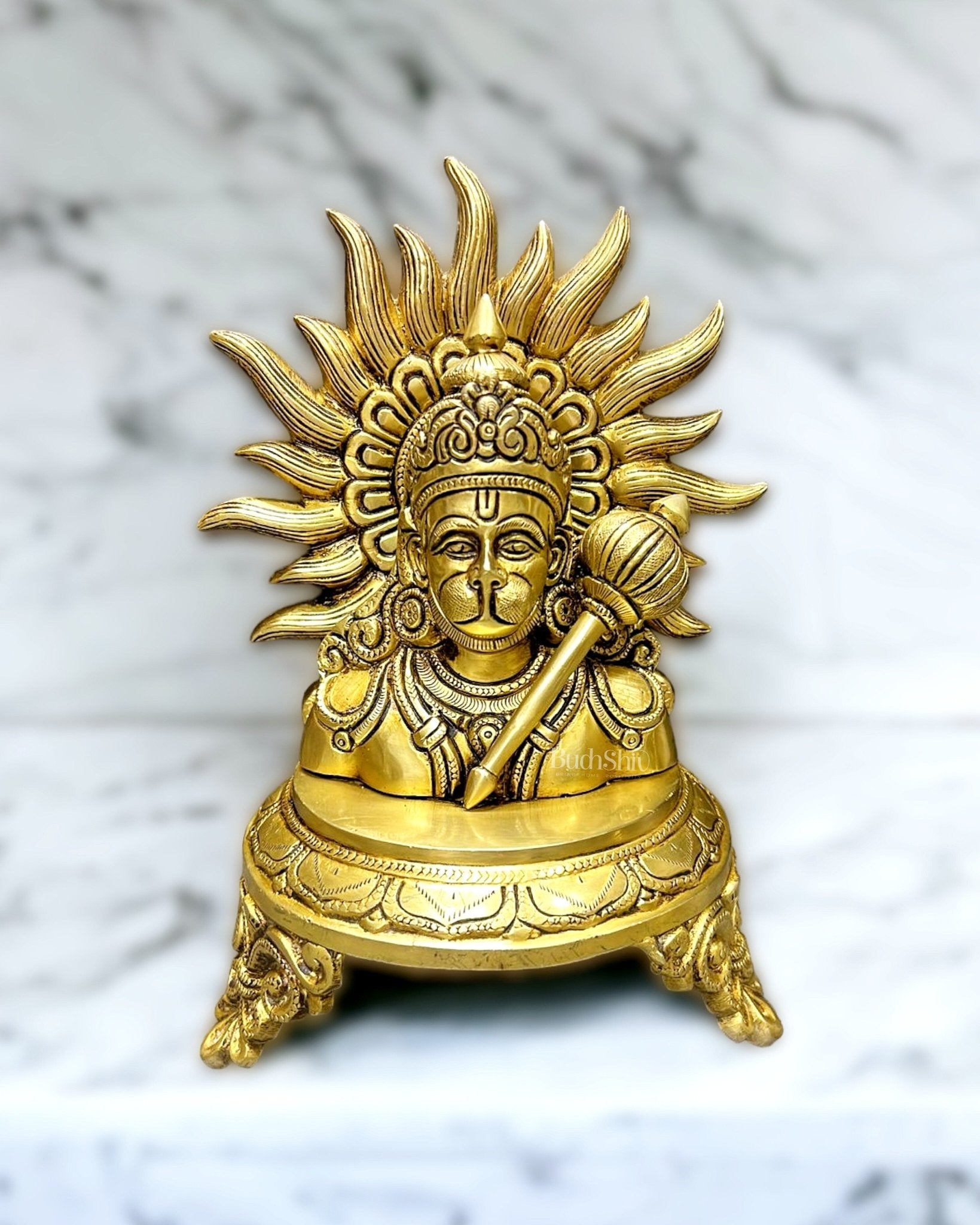 Divine Brass Lord Hanuman Head 9.5 inch - Budhshiv.com