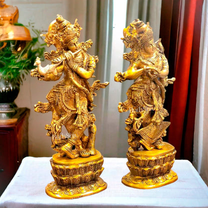 Divine Brass Radha Krishna Idols | 12" Height - Budhshiv.com