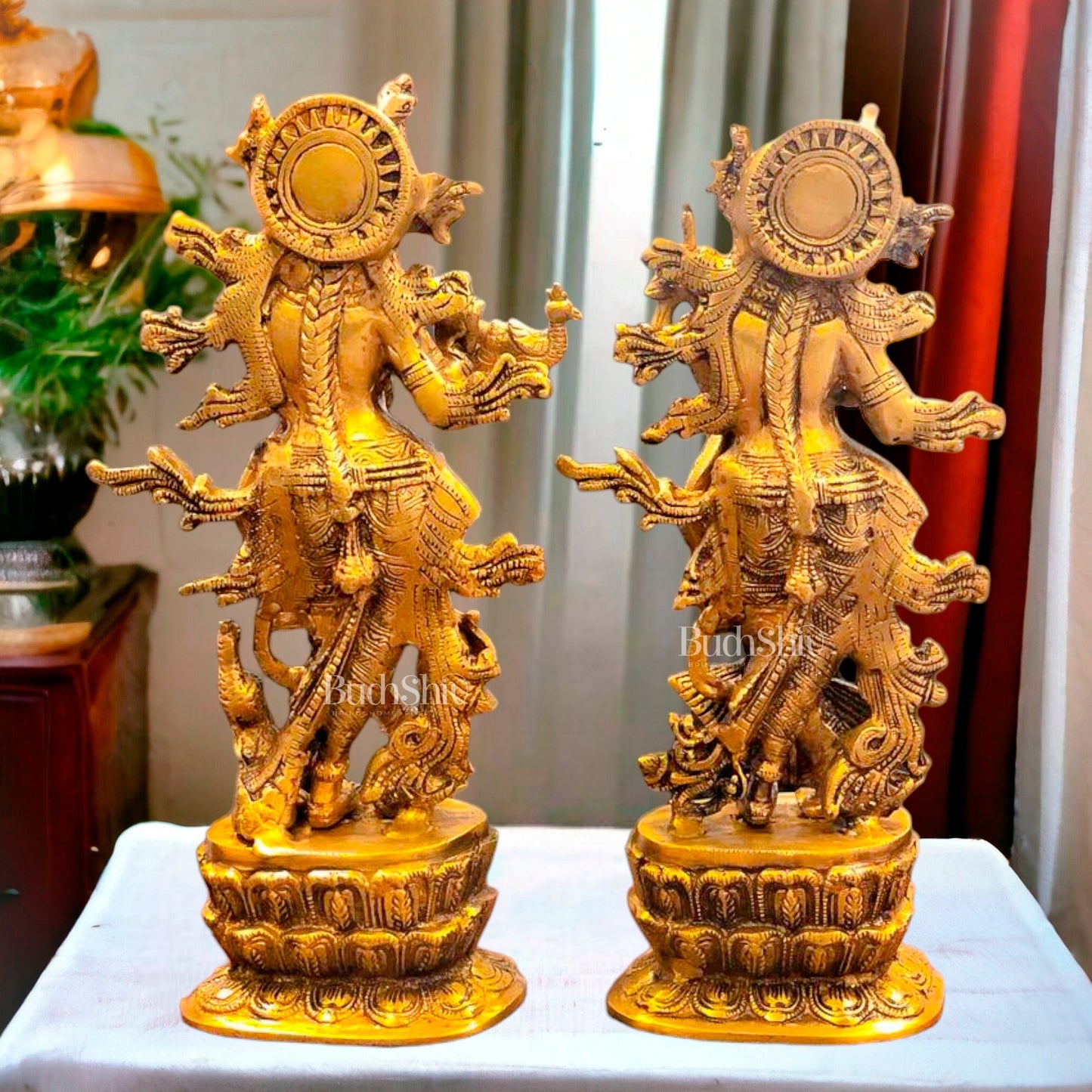 Divine Brass Radha Krishna Idols | 12" Height - Budhshiv.com