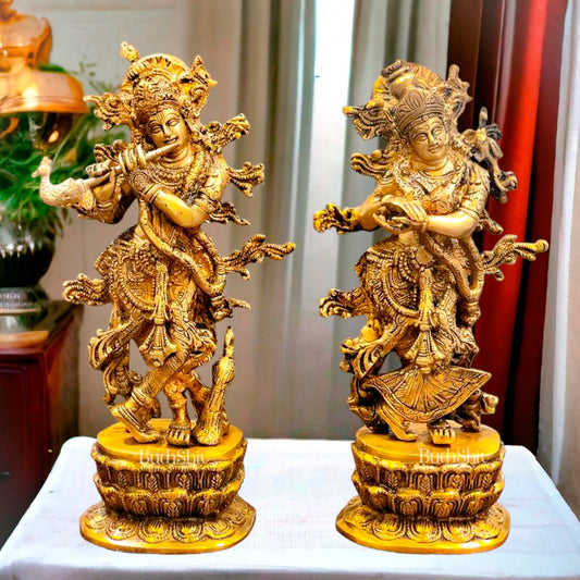 Divine Brass Radha Krishna Idols | 12" Height - Budhshiv.com
