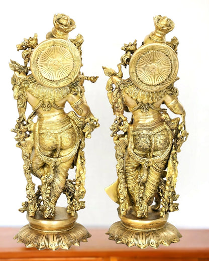 Divine Brass Radha Krishna Idols - 26 Inches - Budhshiv.com