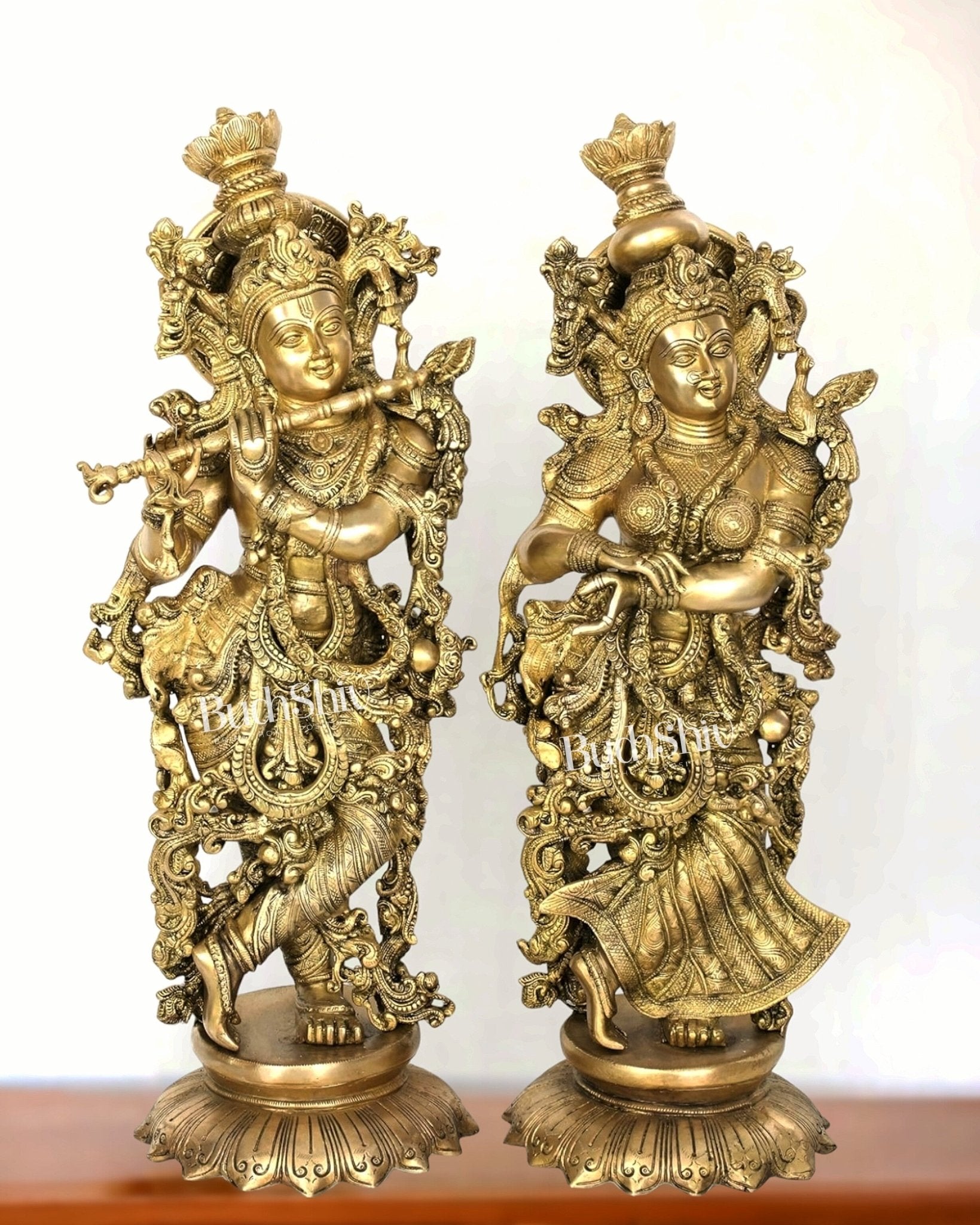 Divine Brass Radha Krishna Idols - 26 Inches - Budhshiv.com