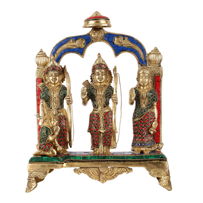 Divine Brass Ram Darbar with Natural Stone Dressing - 13 Inches - Budhshiv.com