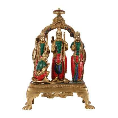 Divine Brass Ram Darbar with Natural Stone Dressing - 13.5 Inches - Budhshiv.com