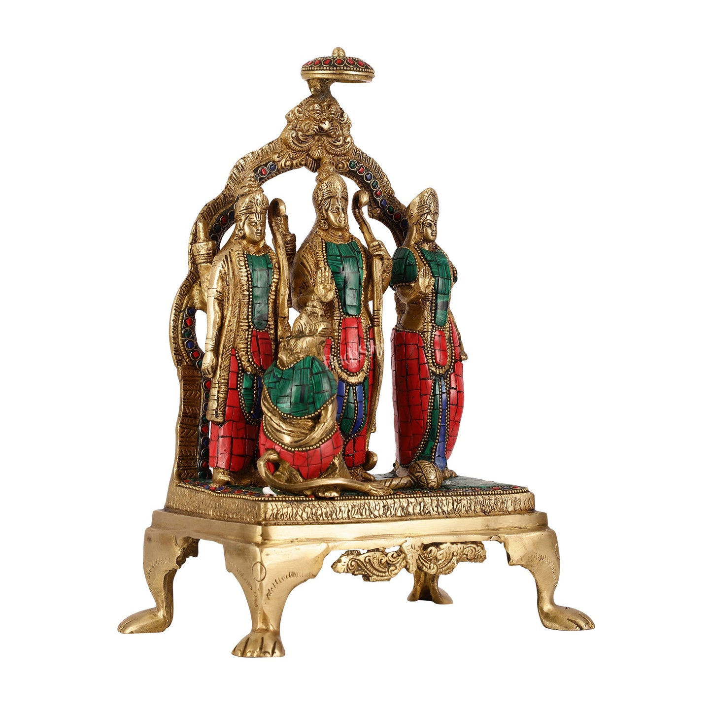 Divine Brass Ram Darbar with Natural Stone Dressing - 13.5 Inches - Budhshiv.com