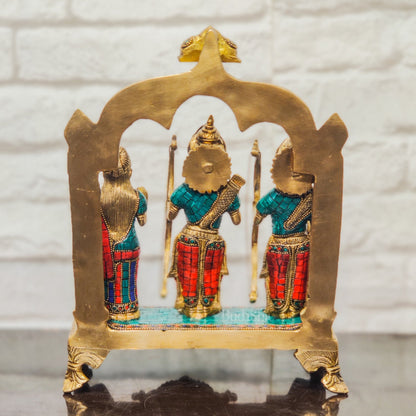 Divine Brass Ram Darbar with Natural Stonework - 13 Inches - Budhshiv.com