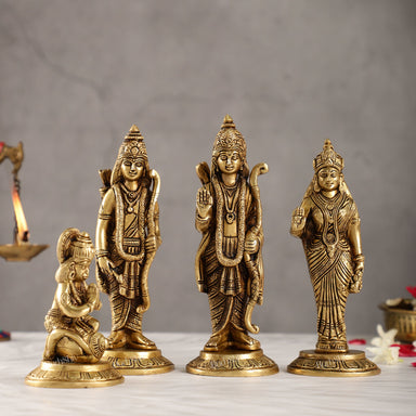 Brass Ram Darbar Idols Set Ram Sita Hanuman 8 Inch | Budhshiv.com